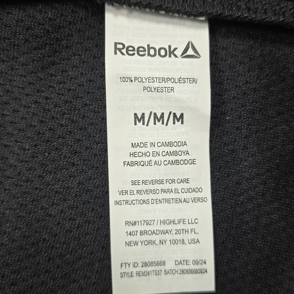 Reebok Polo Shirt Athletic Golf Moisture Wicking Black Men Size M Short Sleeve - Picture 6 of 8